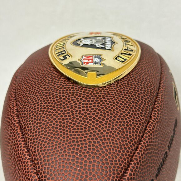 Oakland Raiders Football Shaped Metal Plate Plaque 2.75x4.75" Gold Toned For DIY - Picture 10 of 10